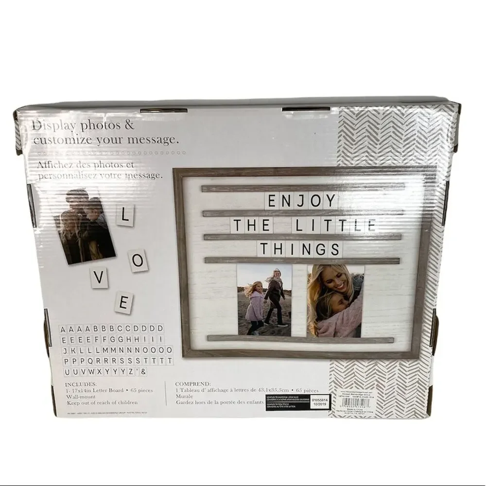 Customizable Letter and Photo Board Gray White 17 x 14 inches